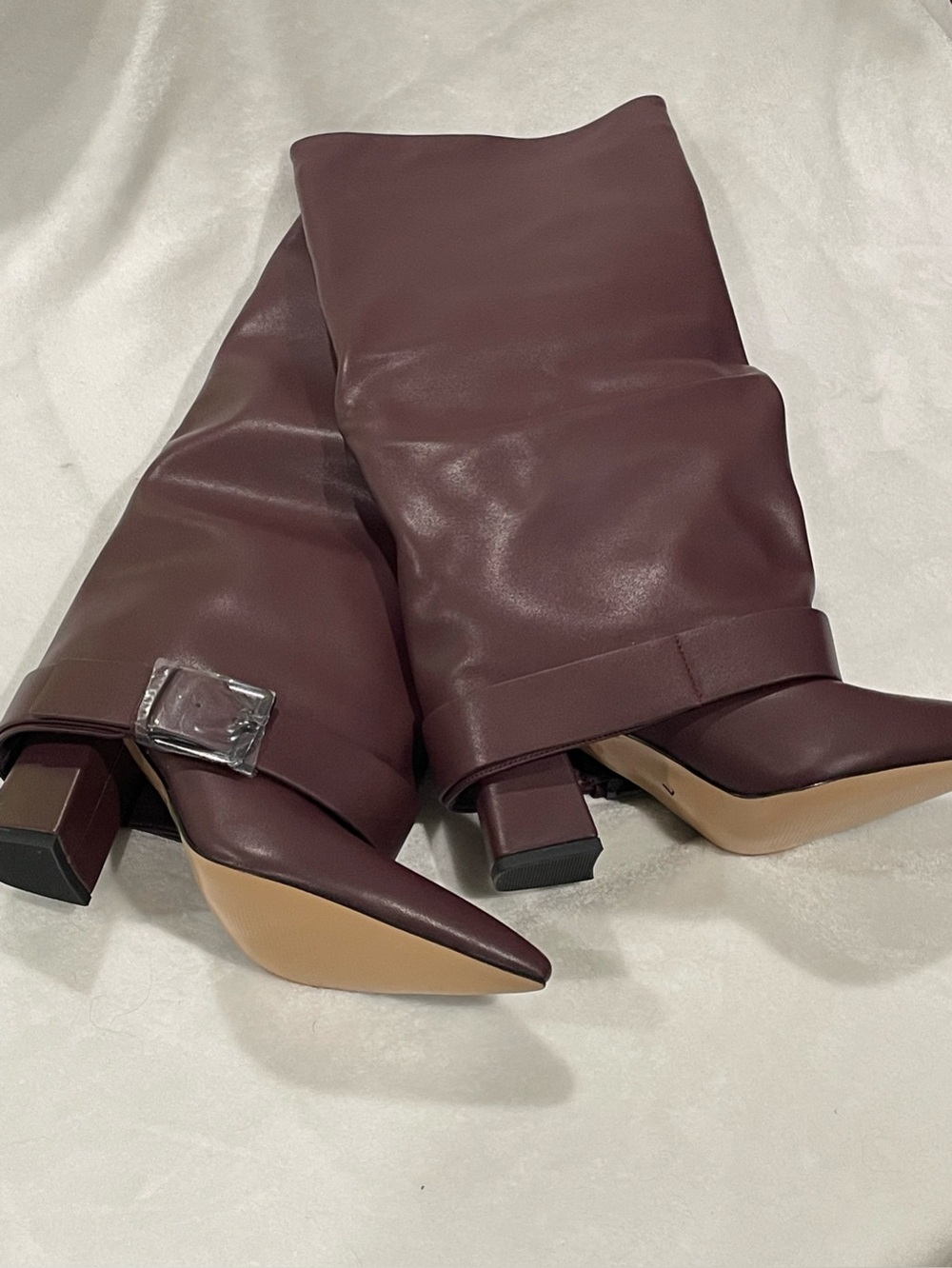Burgundy Knee High Heeled Boot with Skirt Sz 7 BNWOB - Picture 7 of 8